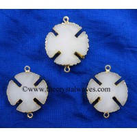 White Agate / Aventurine Viking's Cross Gold Electroplated Connector / Pendant